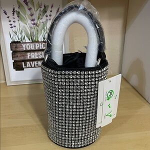 Elegant Silver Crystal Mini Bag